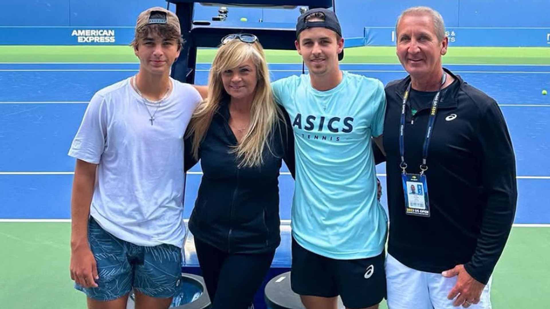 From left to right: Trevor, Anita, Zachary and Tom Svajda at the 2023 US Open.